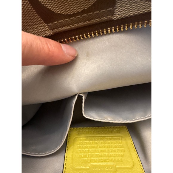 Coach Park Signature tote purse F19725 tan green - Picture 14 of 16